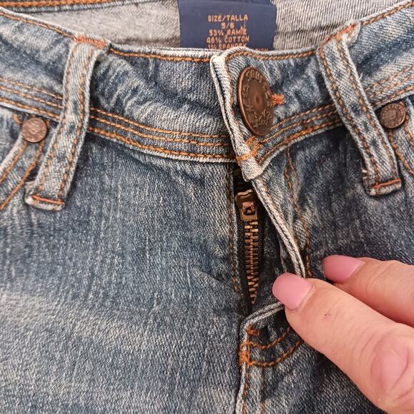 VNT SQUEEZE Jeans Women's Sz 5/6 Blue Embroidered SNAP POCKETS Bohemian Festival - Picture 9 of 16